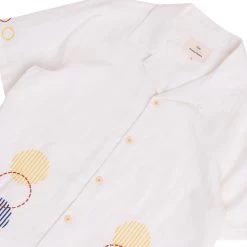 SS Soft Collar Shirt - Ecru Sun Embroidery DP -Clothing Sales Store AW24pre 115