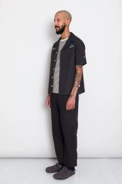 SS Soft Collar Shirt - Black Moon Embroidery DP -Clothing Sales Store AW24preMarcelostyledshots 011