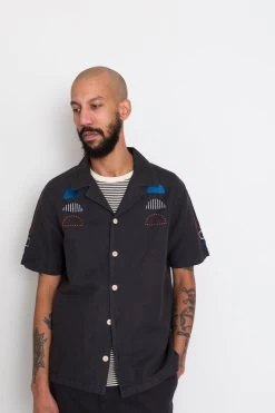 SS Soft Collar Shirt - Black Moon Embroidery DP -Clothing Sales Store AW24preMarcelostyledshots 023
