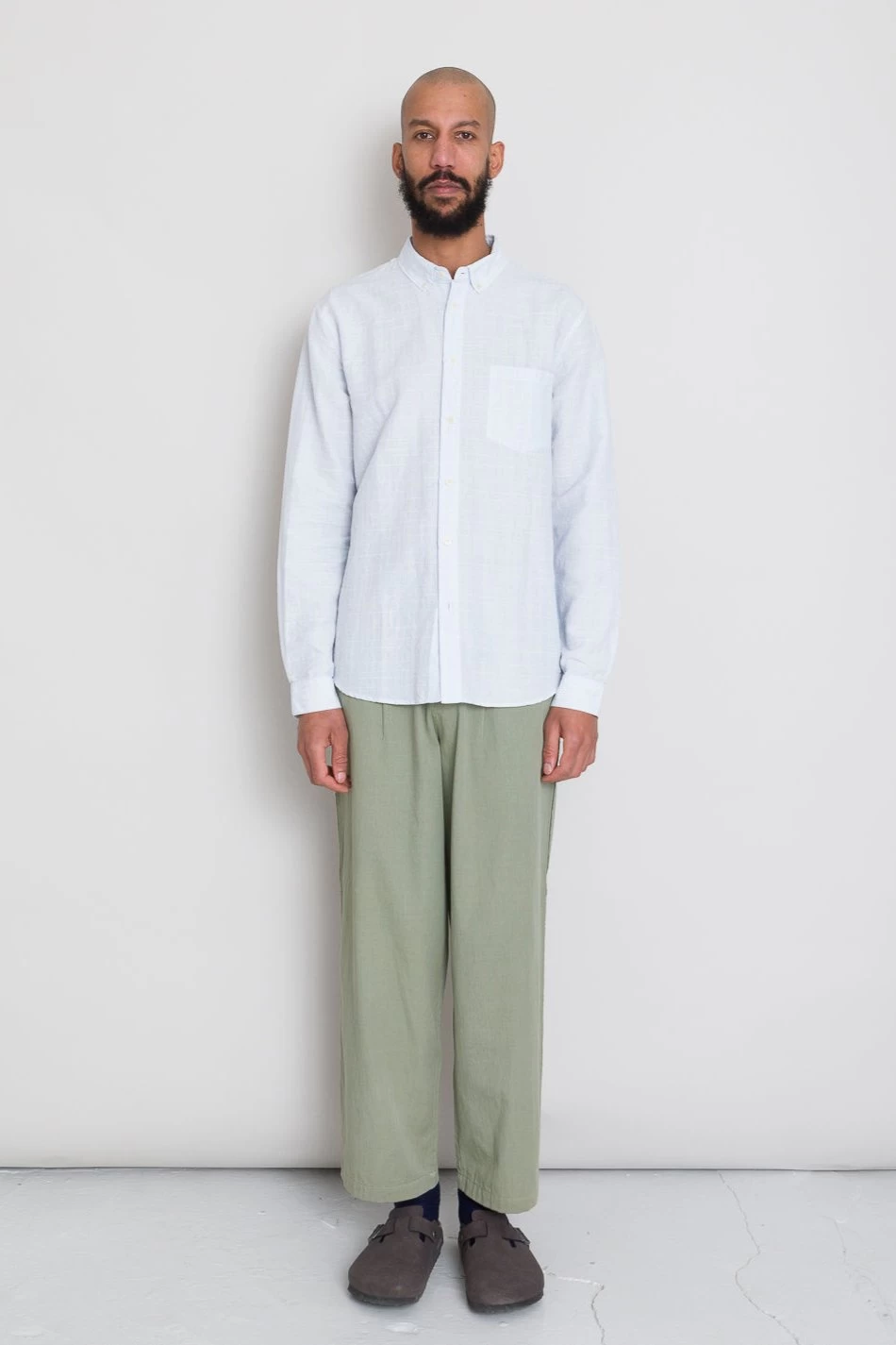 Relaxed Fit Shirt - Blue Microstripe Slub 4 Relaxed Fit Shirt - Blue Microstripe Slub - Image 2