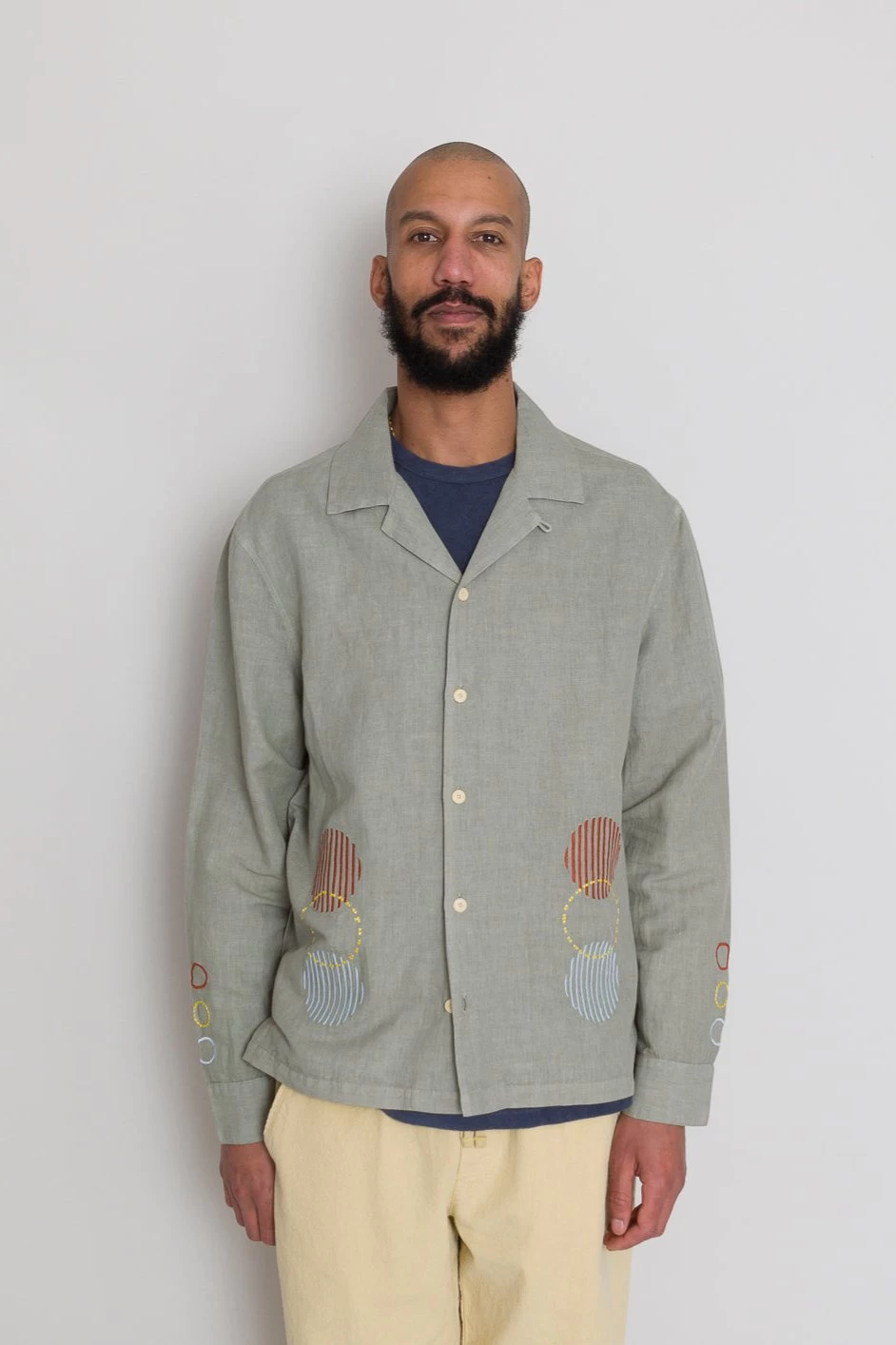 LS Soft Collar Shirt - Olive Sun Embroidery DP 10 LS Soft Collar Shirt - Olive Sun Embroidery DP - Image 8