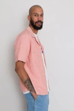SS Soft Collar Shirt - Coral Texture -Clothing Sales Store AW24preMarcelostyledshots 490