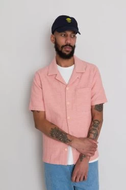 SS Soft Collar Shirt - Coral Texture -Clothing Sales Store AW24preMarcelostyledshots 496