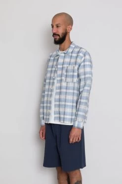 Patch Shirt - Soft Blue Open Check -Clothing Sales Store AW24preMarcelostyledshots 574