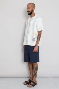 SS Soft Collar Shirt - Ecru Sun Embroidery DP -Clothing Sales Store AW24preMarcelostyledshots 592