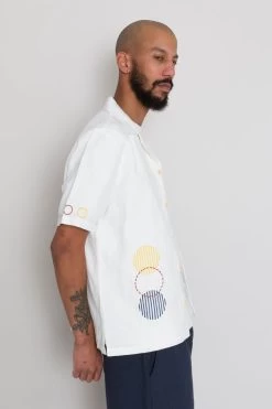 SS Soft Collar Shirt - Ecru Sun Embroidery DP -Clothing Sales Store AW24preMarcelostyledshots 601