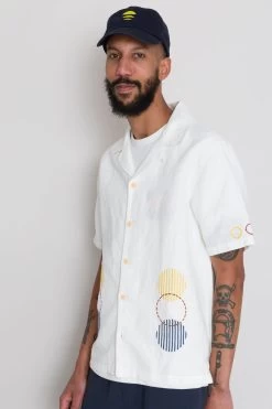 SS Soft Collar Shirt - Ecru Sun Embroidery DP -Clothing Sales Store AW24preMarcelostyledshots 612