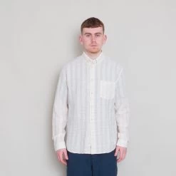 Relaxed Fit Shirt - Natural Crinkle Stripe -Clothing Sales Store Archivess242 214