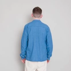 Patch Shirt - Light Indigo Waffle -Clothing Sales Store Archivess242 219