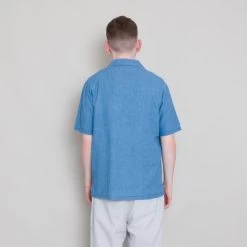 SS Soft Collar Shirt - Light Indigo Waffle -Clothing Sales Store Archivess242 321