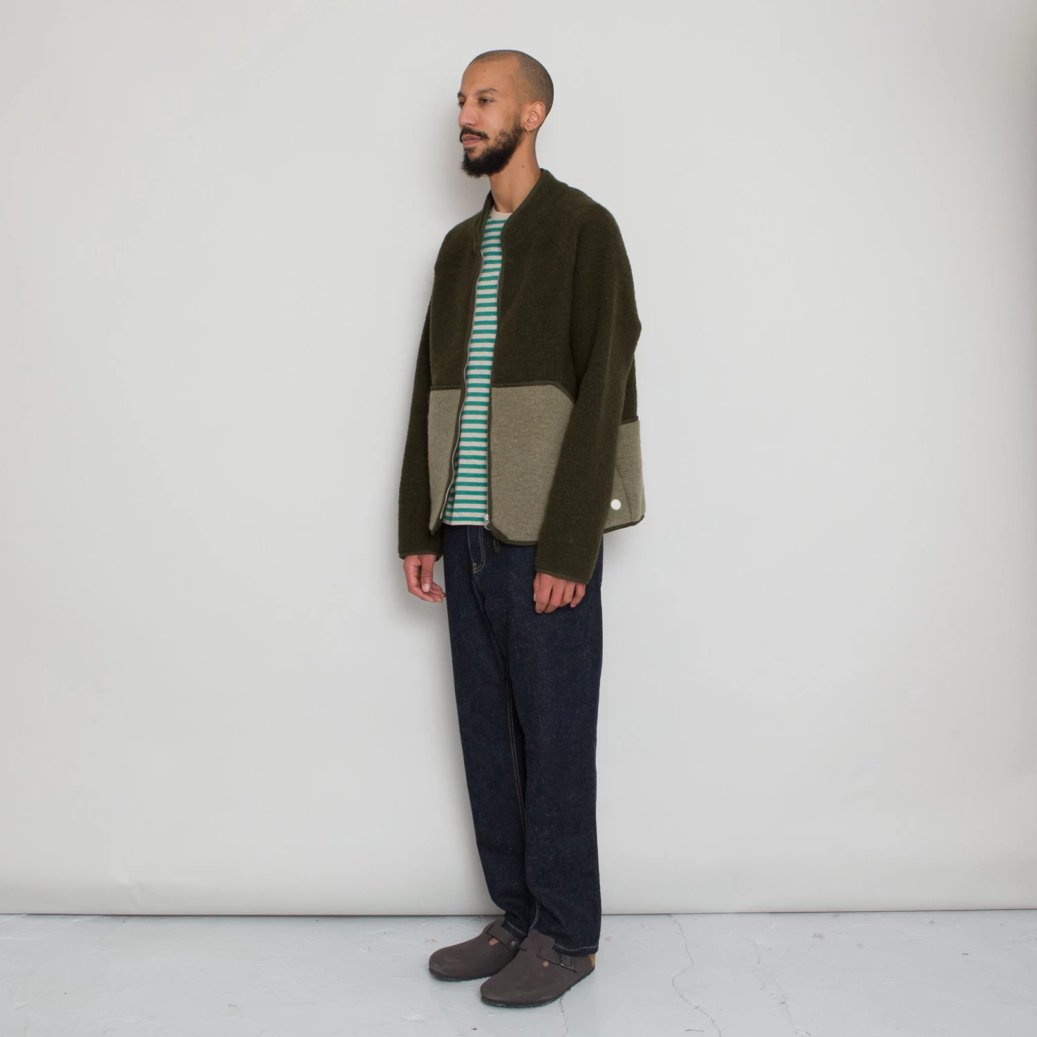 Boxy Puzzle Fleece - Olive Wool Mix 9 Boxy Puzzle Fleece - Olive Wool Mix - Image 7