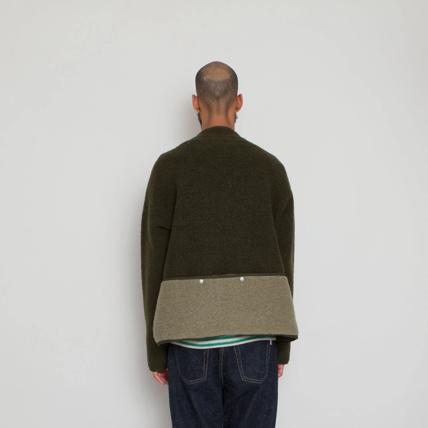 Boxy Puzzle Fleece - Olive Wool Mix 7 Boxy Puzzle Fleece - Olive Wool Mix - Image 5