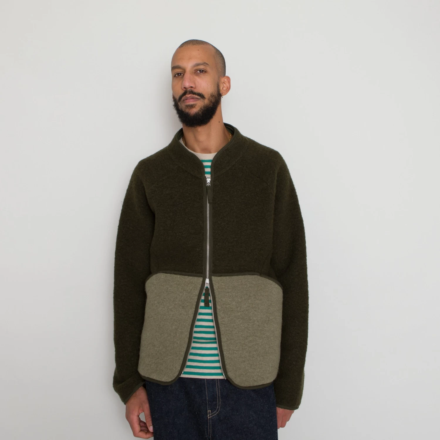 Boxy Puzzle Fleece - Olive Wool Mix 4 Boxy Puzzle Fleece - Olive Wool Mix - Image 2