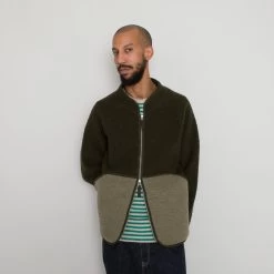 Boxy Puzzle Fleece - Olive Wool Mix 14 Boxy Puzzle Fleece - Olive Wool Mix -Clothing Sales Store MarceloSpeedo 357