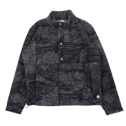 Boxy Funnel Fleece - Slate Wool Polka