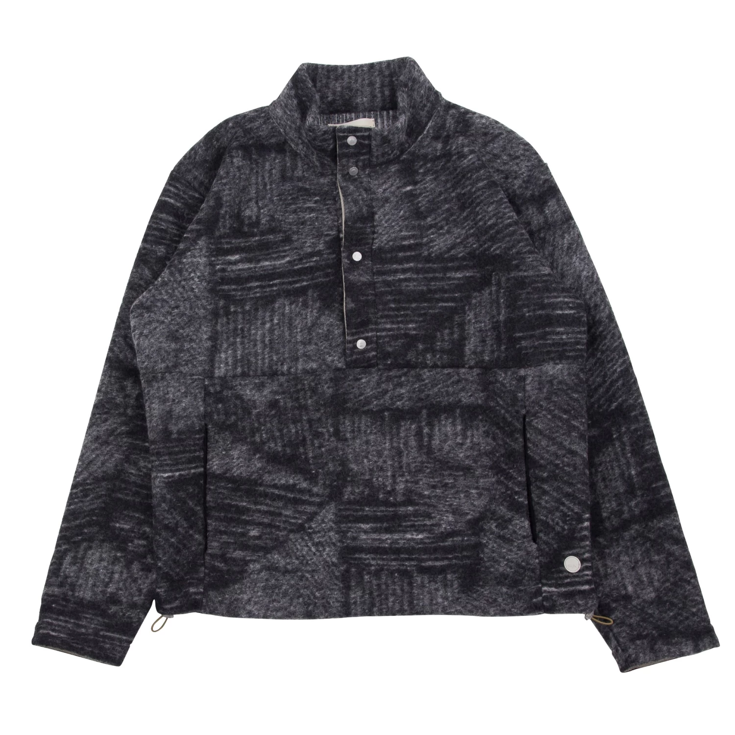 Boxy Funnel Fleece - Slate Wool Polka 3 Boxy Funnel Fleece - Slate Wool Polka