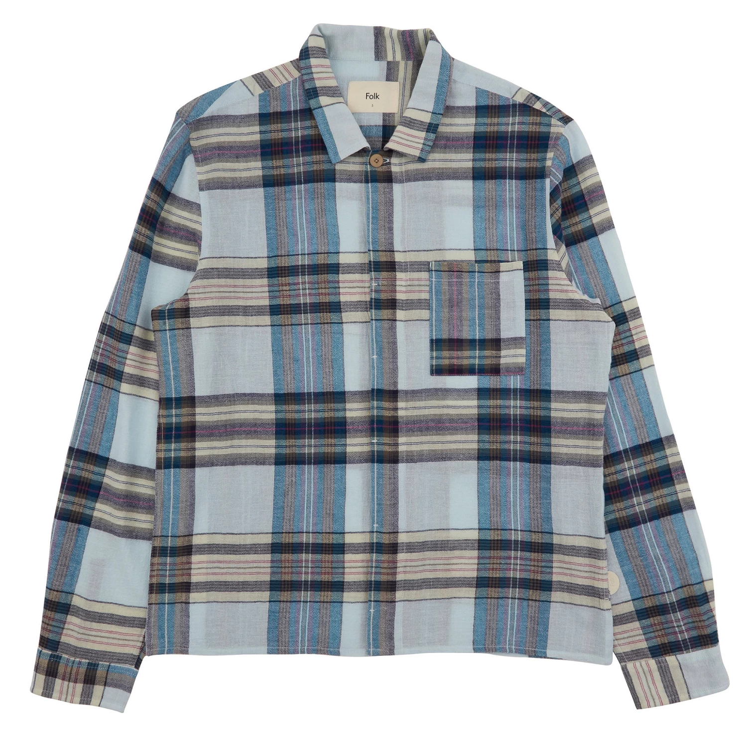 Patch Shirt - Ocean Blue Check 3 Patch Shirt - Ocean Blue Check
