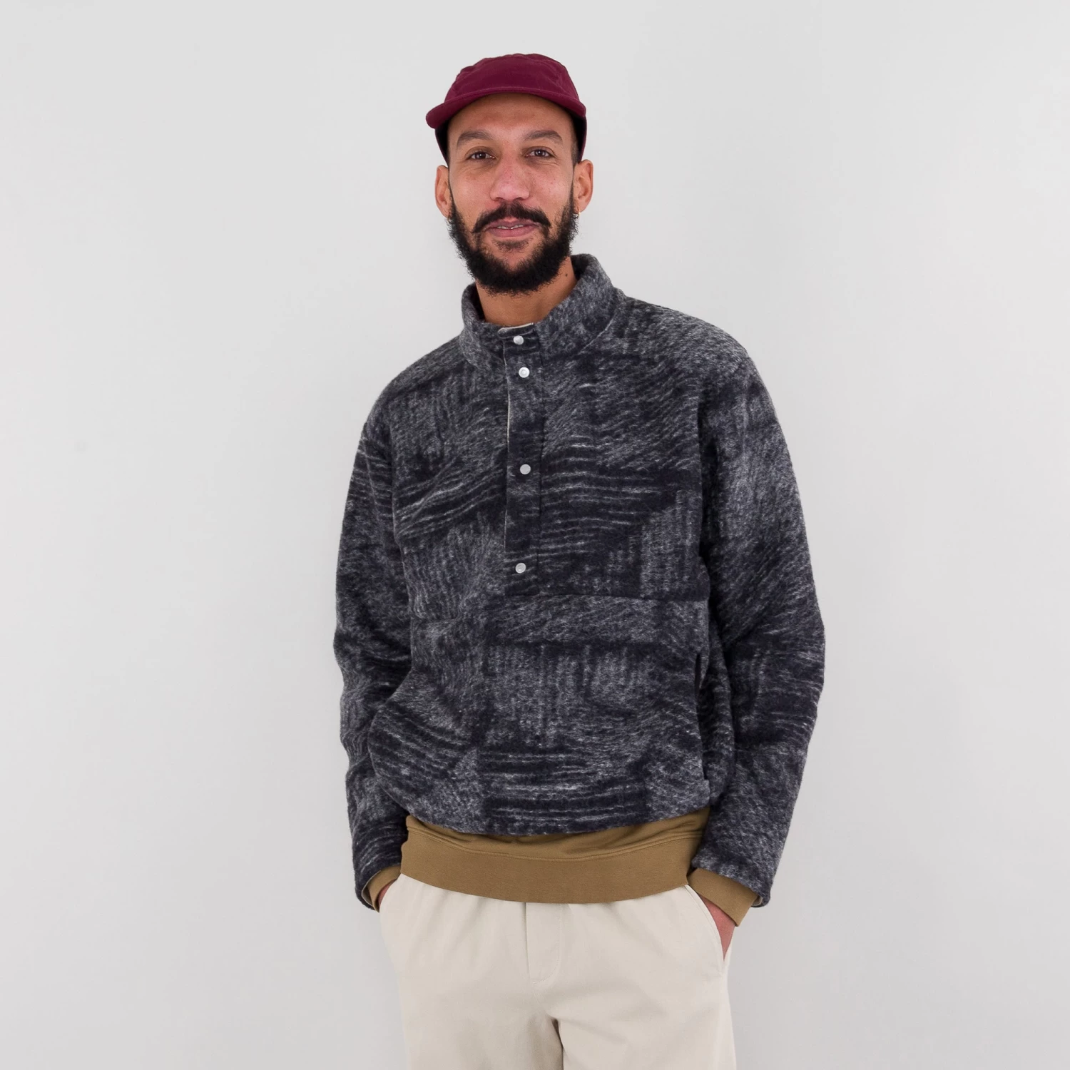 Boxy Funnel Fleece - Slate Wool Polka 4 Boxy Funnel Fleece - Slate Wool Polka - Image 2