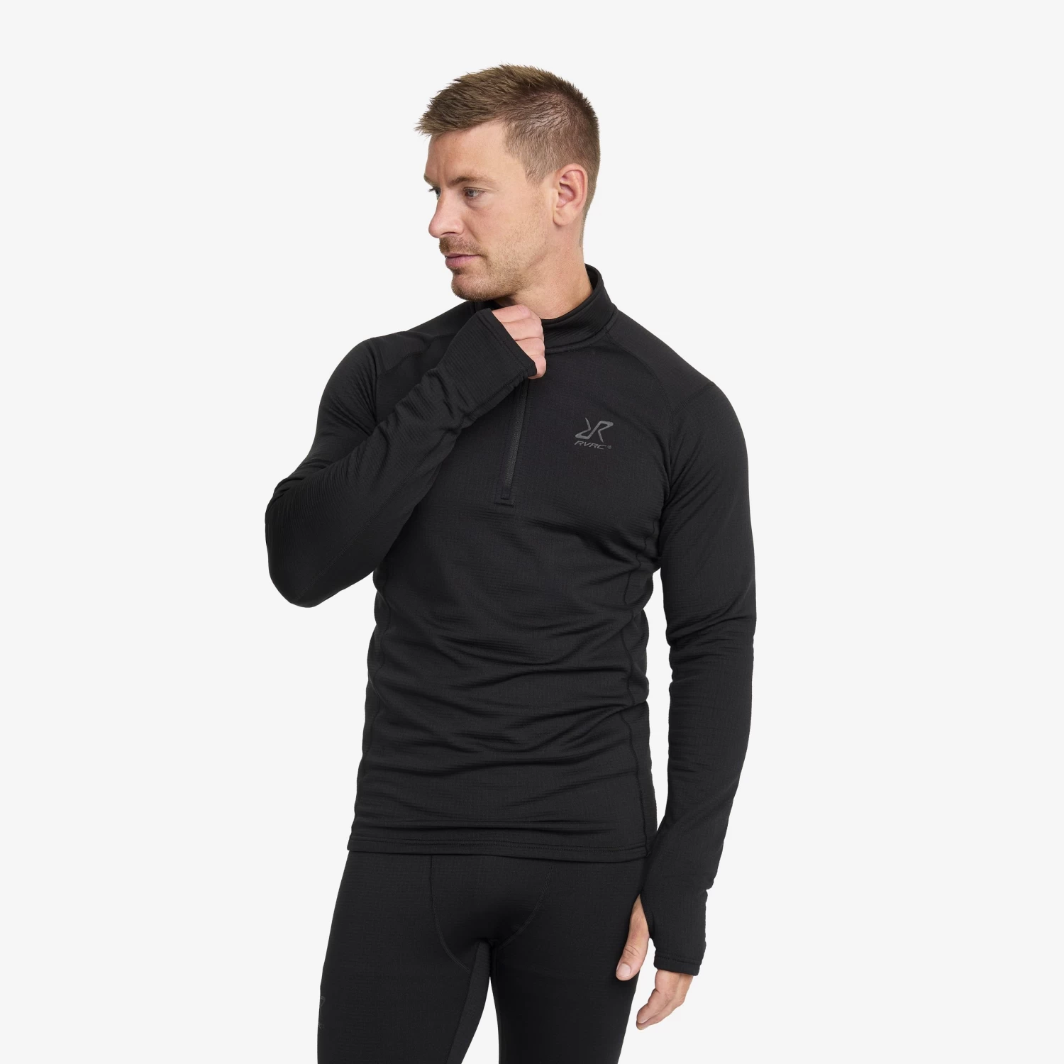 Waffle 1/2 Zip Baselayer Top Men Black 3 Waffle 1/2 Zip Baselayer Top Men Black